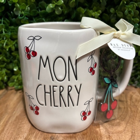 Rae Dunn Other - NWT Rae Dunn Mon Cherry Mug - Cream with Red Cherry Design